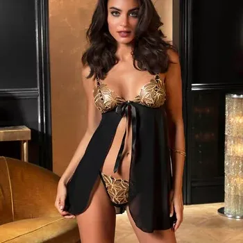 Souprava dámského spodního prádla Košilka LISE CHARMEL (ALJ1729-02), Barva černá, Velikost S