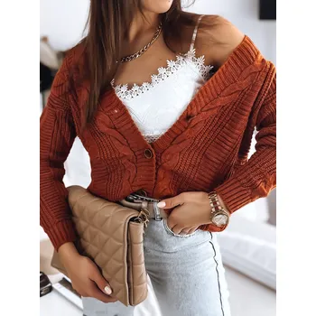 Dámský svetr Dámský ažurový svetr DESTANY MY1717 Barva: Světle Hnědá, Velikost: ONE SIZE