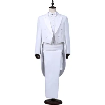 Pánský oblek Luxusní pánský oblek frak s delší zadní stranou Velikost: S, Barva (Varianta): Bílá