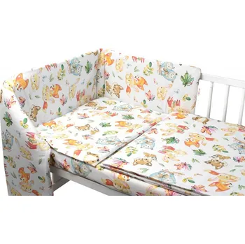 Povlečení Baby Nellys Mantinel s povlečením Premium 3dílná sada Cute Animals Baby Nellys 120 x 90 cm