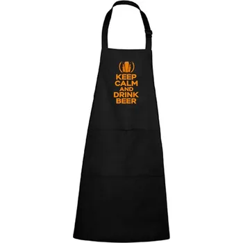 Kuchyňská zástěra DOBRÝ TRIKO Zástěra s potiskem Keep calm beer Barva: Černá