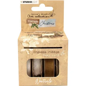 Volný čas Stuhy a provázky Studio Light "Vintage Christmas", 4 ks - hnědé