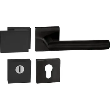Dveřní kování TI - CUBO / FAVORIT - HR rozety PZ PLUS, madlo/klika levá BS - Černá matná (153)