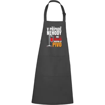 Kuchyňská zástěra DOBRÝ TRIKO Zástěra s potiskem Krevní skupina pivo Barva: Antracitová