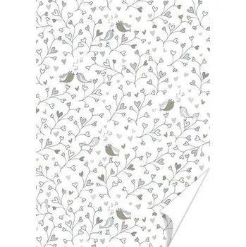 Výtvarný papír Karton A4 200 g/m2 - Ptáčci bílý/stříbrný