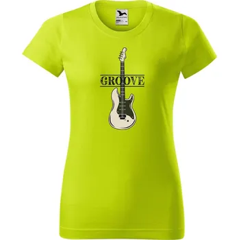 Dámské oblečení DOBRÝ TRIKO Dámské tričko s potiskem Baskytara Barva: Limetková, Velikost: 2XL