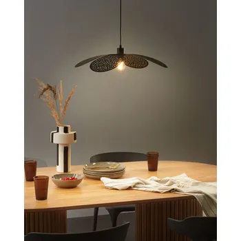 Závěsná lampa černé kovové stínidlo moderní glamour styl obývací pokoj jídelna Beliani