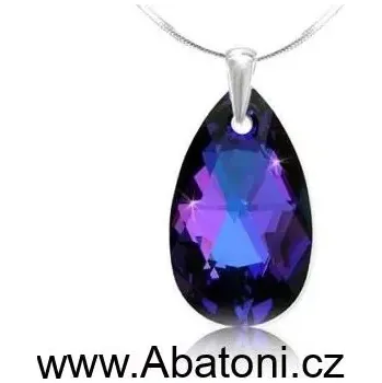 Náhrdelník Swarovski Elements Pear krystal 22mm - Stříbrný náhrdelník (přívěsek + řetízek) visací fialová slza, kapka 34252.3 Heliotrope (fialová, modrá, duhová)