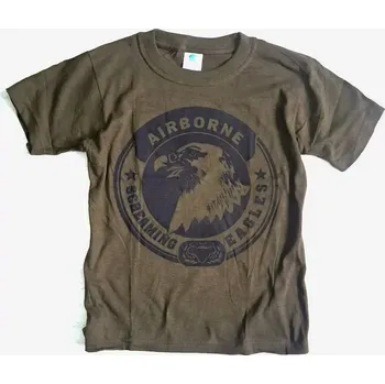 Triko dětské zelené AIRBORNE (Dětské zelené tričko s černým potiskem)