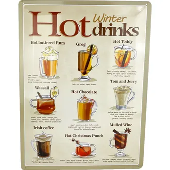 Plechová cedule DODINO Plechová cedule Hot Winter Drinks 30 x 40 cm