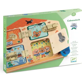 Dřevěná hračka Hra Cabanalock Domeček se zámky