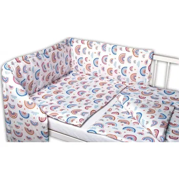 Povlečení Baby Nellys Mantinel s povlečením 3dílná souprava Duha pastelová Baby Nellys 120 x 90 cm