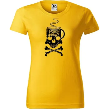 Dámské oblečení DOBRÝ TRIKO Dámské tričko s potiskem Decaf Barva: Žlutá, Velikost: 2XL