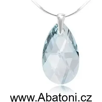Náhrdelník Swarovski Elements Pear krystal 22mm - Stříbrný náhrdelník (přívěsek + řetízek) visací modrá slza, kapka 54025.3 Blue Shade (modrá křišťálová světlá, šedo-béžová)