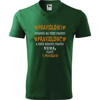 Pánské tričko DOBRÝ TRIKO Pánské V tričko s potiskem Opravář pravidla Velikost: 2XL, Barva: Lahvově zelená
