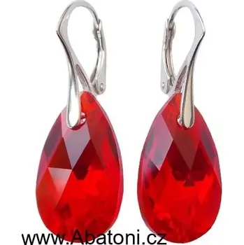 Náušnice Swarovski Elements Pear krystal 16mm - Stříbrné náušnice visací červená slza, kapky 31305.3 Light Siam (červená)