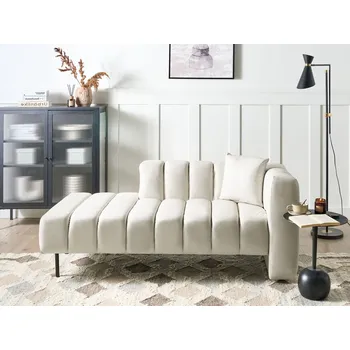 Křeslo Lenoška levá krémově bílá veganská umělá kůže čalounění černé nohy s polštářem moderní glamour design Beliani