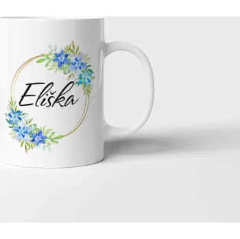 Hrnek se jménem Modré květiny - Modrá