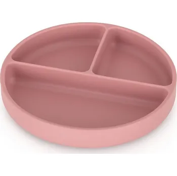dětský talíř Petite & Mars Talířek silikonový dělící kulatý Take&Match 6 m+ Dusty Rose