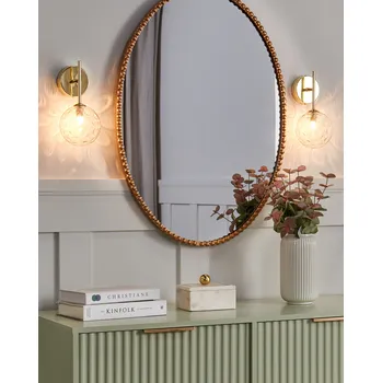 Svícen Sada 2 nástěnných světel béžová zlatá sklo kov průhledné stínidla glamour moderní styl obývací pokoj ložnice Beliani