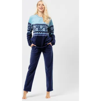 Dámské pyžamo Key pyžamo dámské LHS 893 - modrá, L (Dámské pyžamo dlouhé)