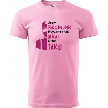 Pánské tričko DOBRÝ TRIKO Pánské tričko s potiskem Pyrotechnik Velikost: XS, Barva: Růžová