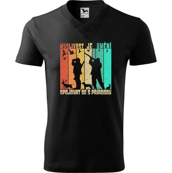 Pánské tričko DOBRÝ TRIKO Pánské V tričko s potiskem Myslivost Velikost: XL, Barva: Černá