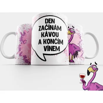 Hrnek Den začínám kávou a končím vínem - Modrá