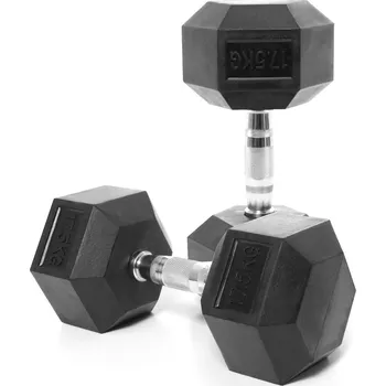 Jednoruční činka pogumovaná TRINFIT HEXA 17,5 kg