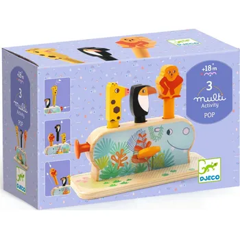 Dřevěná hračka Multi Pop Dřevěná motorická hračka se 3 vyskakovacími zvířátky