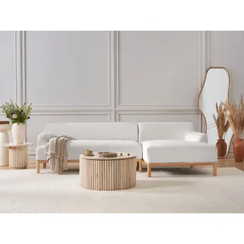 Pohovka Čalouněná levostranná rohová pohovka krémově bílá stylová sedačka nábytek do obývacího pokoje Beliani