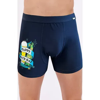 Pánské spodní prádlo Cornette boxerky Tatoo 280/238 Ber Day - tm. modrá, L (Kvalitní pánské veselé boxerky s obrázkem Cornette Tattoo)