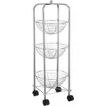 5five Kuchyňský vozík s košíky na ovoce, 3 úrovně, chromovaná ocel, 80 cm