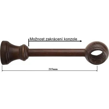 Příslušenství pro garnýž Konzole 1-řadá dřevěná pro tyč 28mm - ořech