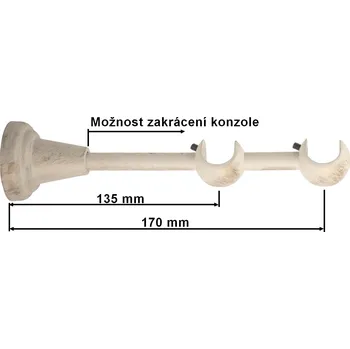 Příslušenství pro garnýž Konzole 2-řadá pro tyč 16mm - bílo-zlatá