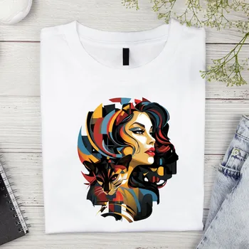 Pánské tričko Pánské tričko - Žena s kočkou Barva: Bílá, Velikost: S