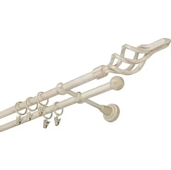 Garnýž kovová 240 cm dvouřadá - dvojitá 16 Azur bílo-zlatá