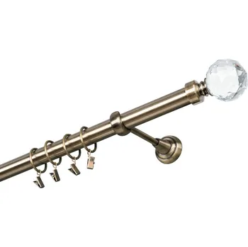 Garnýž kovová 240 cm jednořadá 25 Koule crystal mosaz