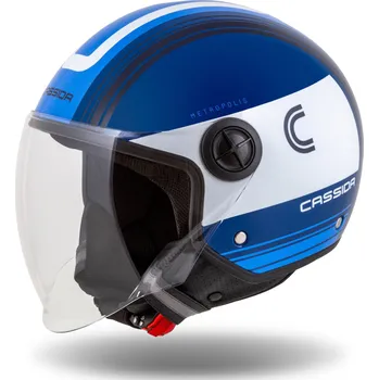 Helma na motorku Cassida Handy Metropolis modro-bílá