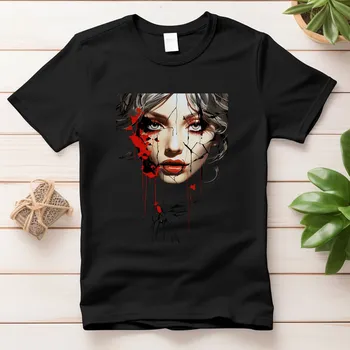 Dámské tričko Dámské tričko - Popraskaná tvář Barva: Černá, Velikost: 2XL