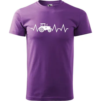 Pánské oblečení DOBRÝ TRIKO Pánské tričko s potiskem Tep traktor Velikost: XL, Barva: Fialová