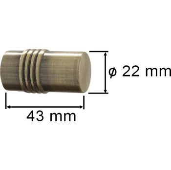 Koncovka pro tyč 16mm Cylinder - mosaz