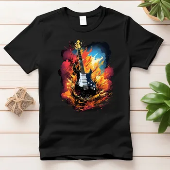 Dámské tričko - Kytara Barva: Černá, Velikost: 2XL