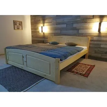 Postel Frezja postel 160 x 200 cm bezbarvý lak + rošty a matrace Hammer Visco