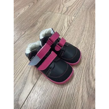 Dívčí zimní obuv Beda barefoot Zimní kožené boty s kožíškem a membránou - EL (BF 0001/W/MK/SO/2), Boty Beda Velikost: 25