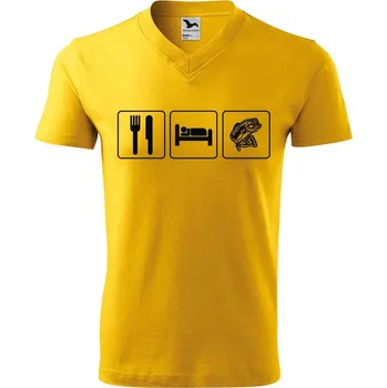 Pánské tričko DOBRÝ TRIKO Pánské V tričko s potiskem Život rybáře Velikost: L, Barva: Žlutá