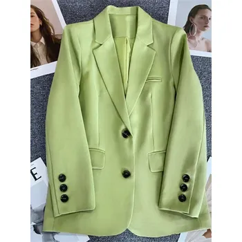 Dámské sako Elegantní dámské sako s knoflíky na manžetách Barva: Zelená, Velikost: L