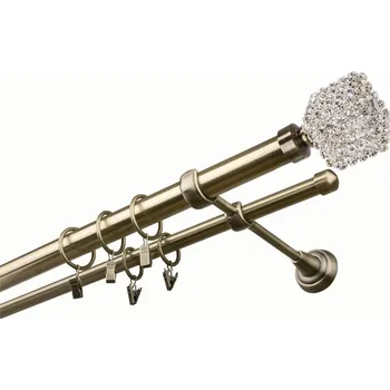 Garnýž kovová 140 cm dvouřadá - dvojitá 25 Kwadro Diamant Mosaz