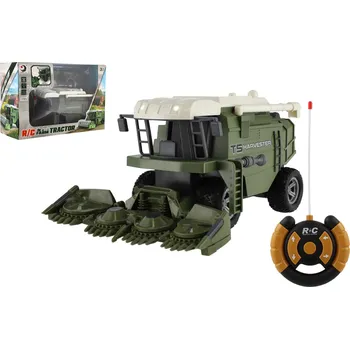autíčko Teddies Kombajn na kukuřici RC plast 22cm 27MHz na baterie se světlem v krabici 30x21x12cm