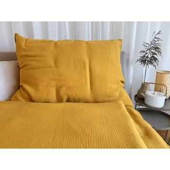 Povlečení Mušelínové povlečení hořčicová - 140x220 + 70x90 cm (prodloužené)